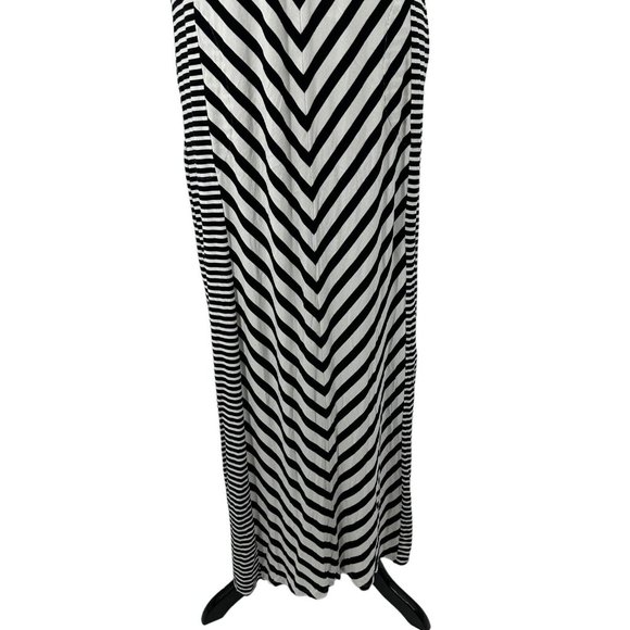 SOMA Weekend Black White Stripe Sz S Soft Jersey Maxi Dress Shelf Bra Racerback - Picture 6 of 14